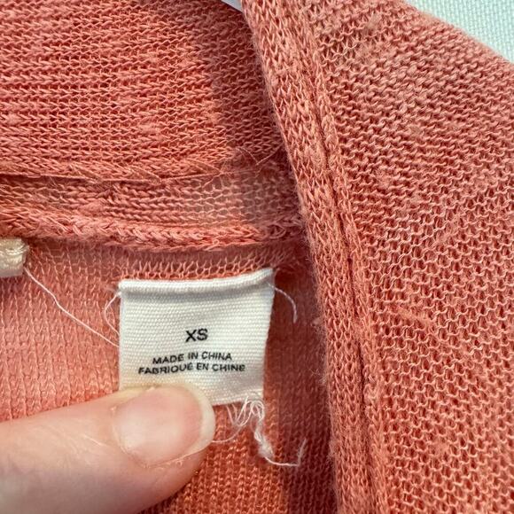 Moth Womens Linen Duster Cardigan Size XS Coral Pink Open Lightweight Fairy Boho - Picture 3 of 11